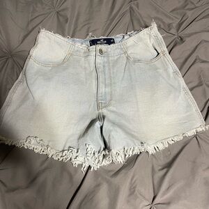 Hollister Frayed Hem Jean Shorts - Light Blue